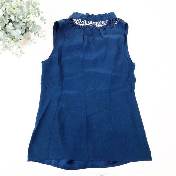 Beth Bowley Navy 100% Silk Sleeveless Blouse 2 - Picture 4 of 5